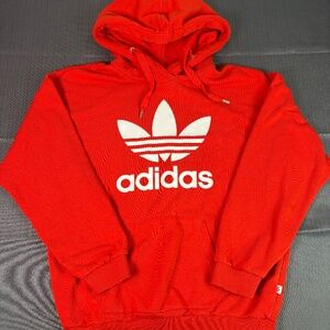 Adidas Originals Trefoil Red/Orange Hoodie – Classic Logo Pullover (Men’s S)